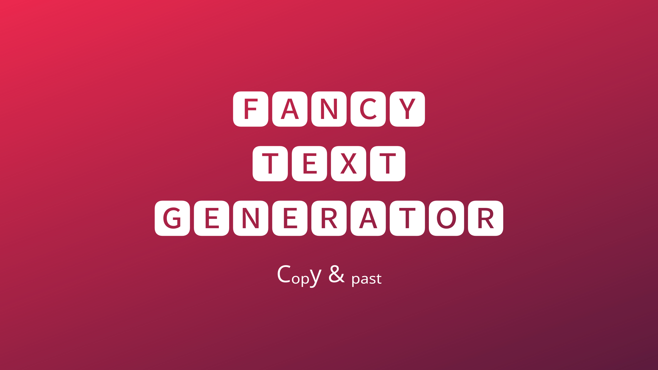 Kiểu chữ Fancy Text miễn phí trực tuyến: Tạo ấn tượng đầu tiên với tiêu đề tuyệt đẹp của bạn bằng kiểu chữ Fancy Text miễn phí trực tuyến. Với nhiều kiểu chữ sáng tạo và đa dạng, bạn có thể tạo ra những tiêu đề thu hút người xem chỉ trong một vài giây. Hãy truy cập ngay và trải nghiệm!